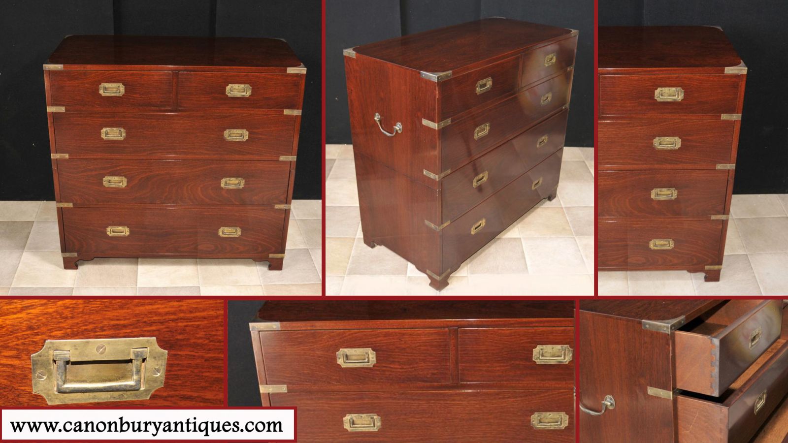 Mahogany Campaign Chest of Drawers Colonial Furniture