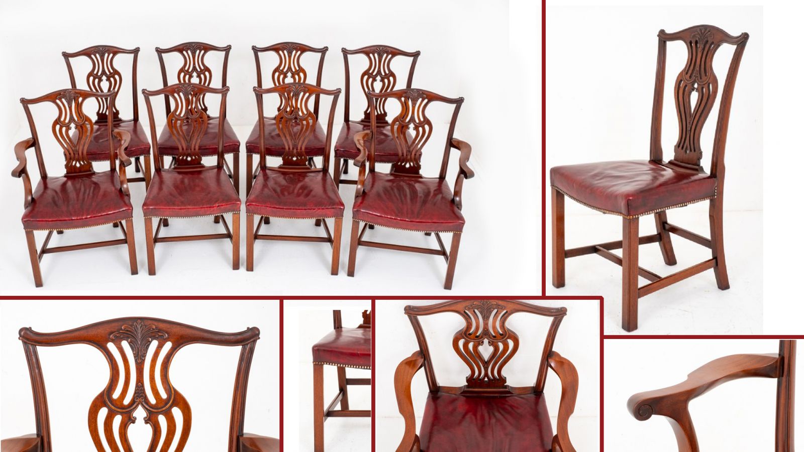 Set Chippendale dining chairs