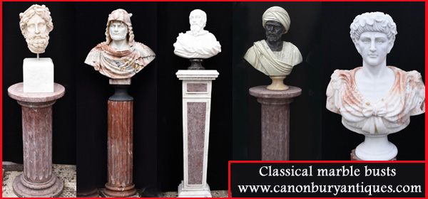 Marble busts - Roman Emperors, Greek Gods, Blackamoors etc