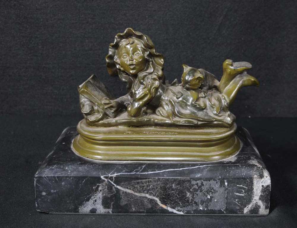 French Bronze Casting Moreau Child Figurine Statue
