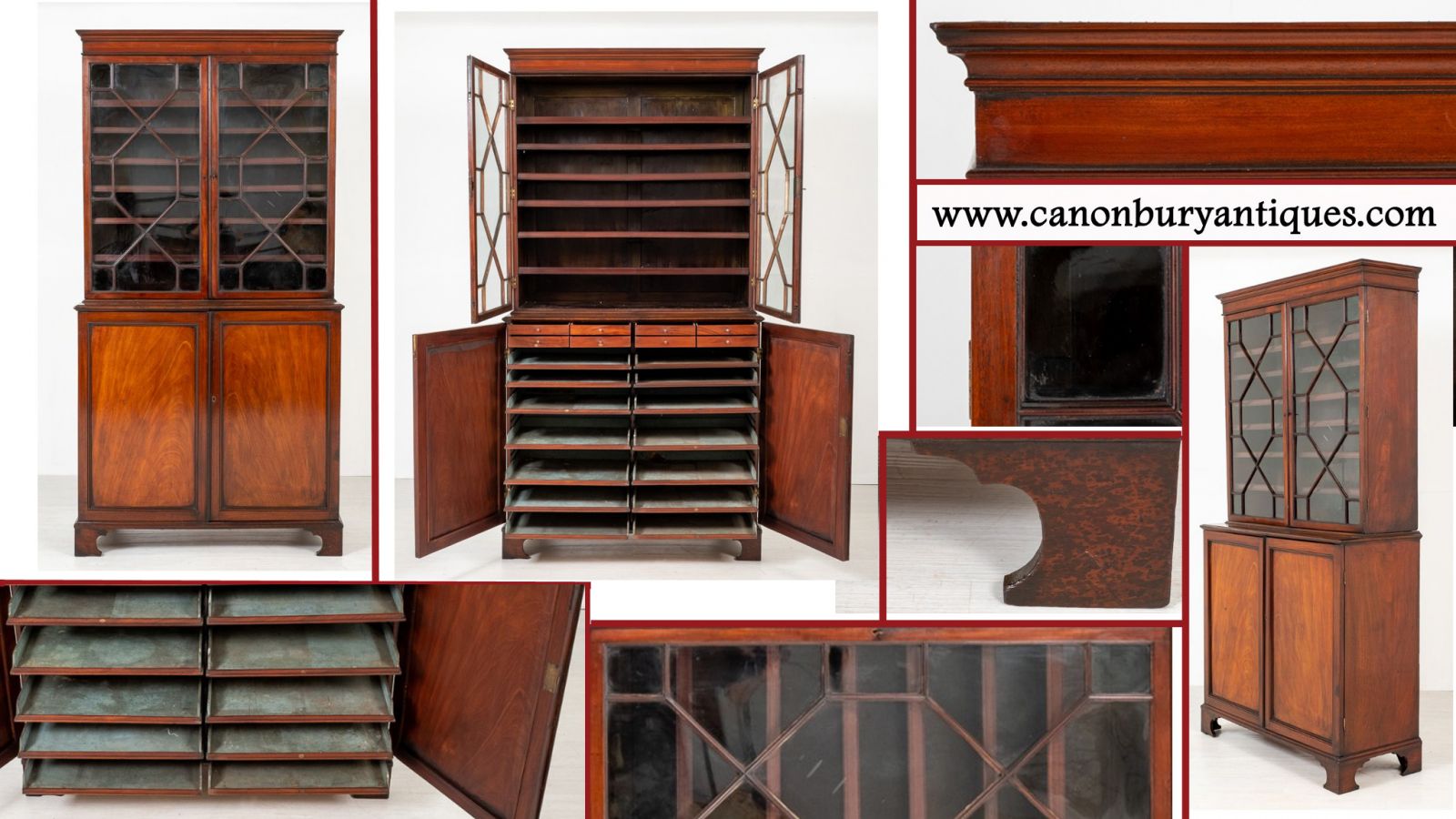 Georgian Library Bookcase - Antique Mahogany Cabinet