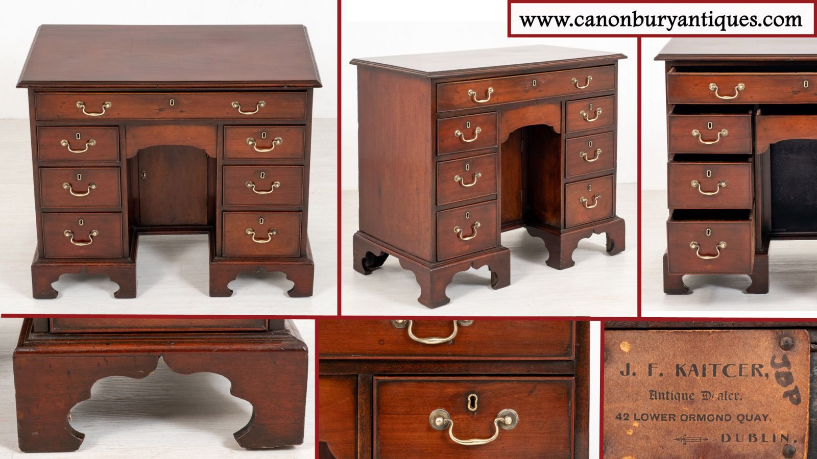 George II Kneehole Desk - Antique Bureau Mahogany