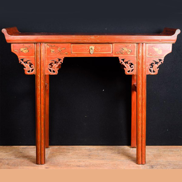 Red Lacquer Japanese Console Table Altar Table Circa 1920