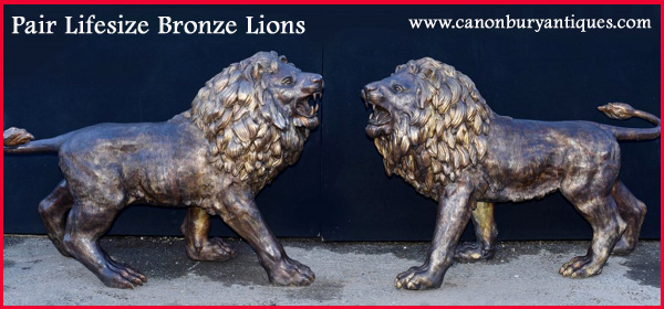 Lifesize bronze lions
