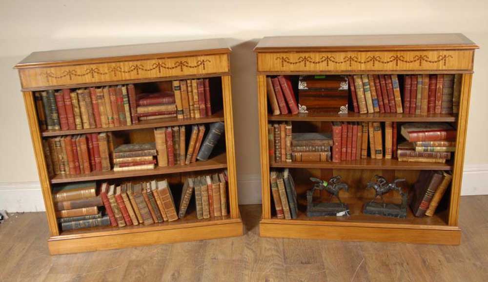 Satinwood Regency Low Open Bookcases