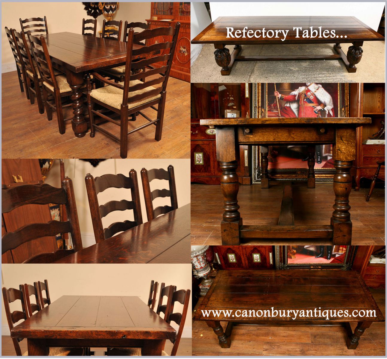 Oak refectory tables