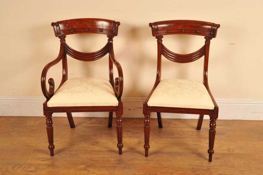 Classic Regency dining chairs with swag back