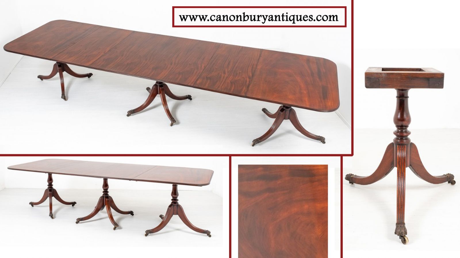 Regent Antiques London mahogany pedestal dining table