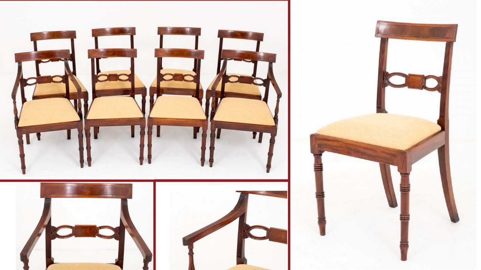 Set Regency antique dining chairs in mahogany