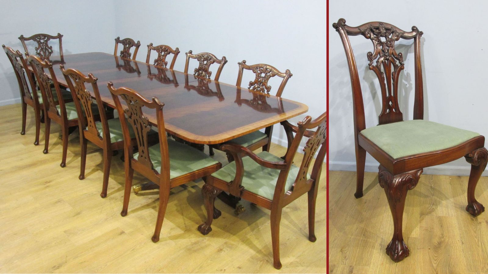 Regency Pedetal Table and set of Chippendale chairs