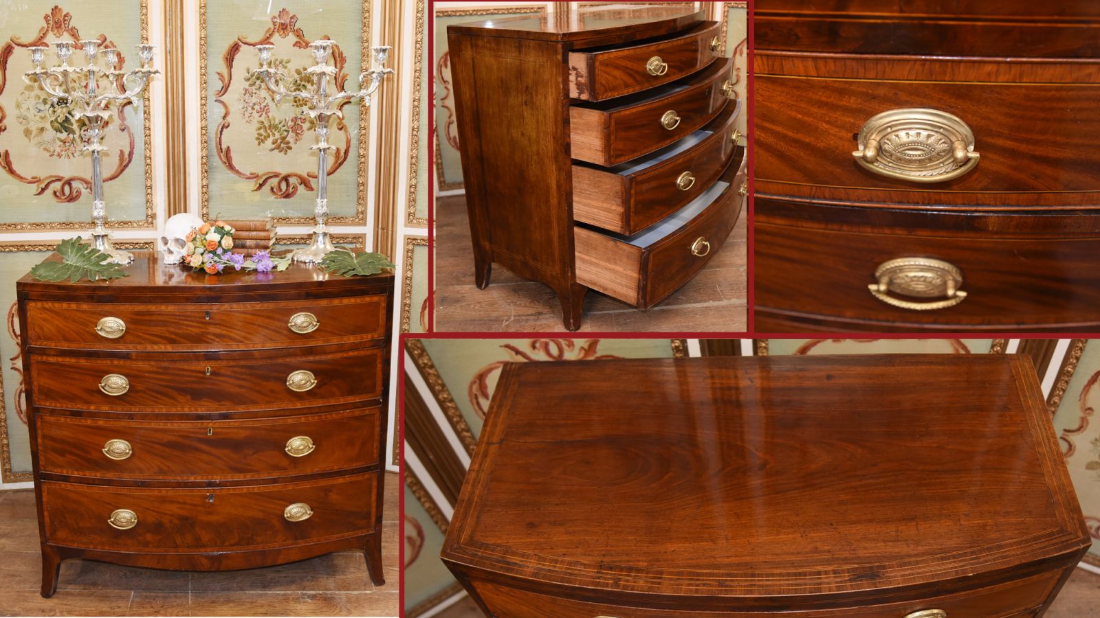 Sheraton Bow front chest of drawers