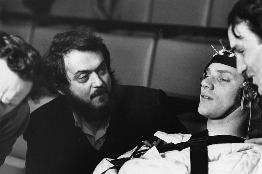 Stanley Kubrick on the set of Clockwork Orange