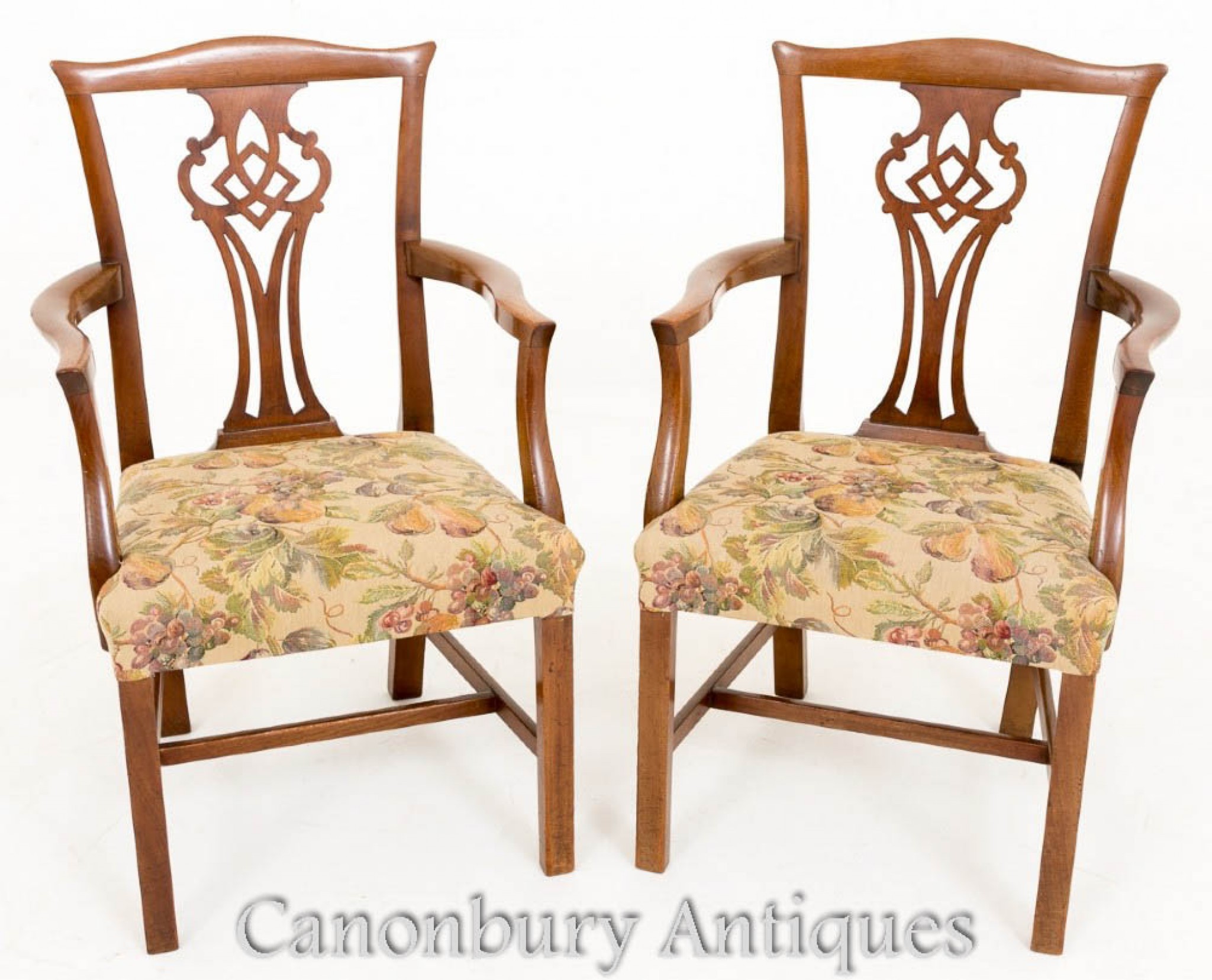 Pair Chippendale Arm Chairs - Antique Dining 1800