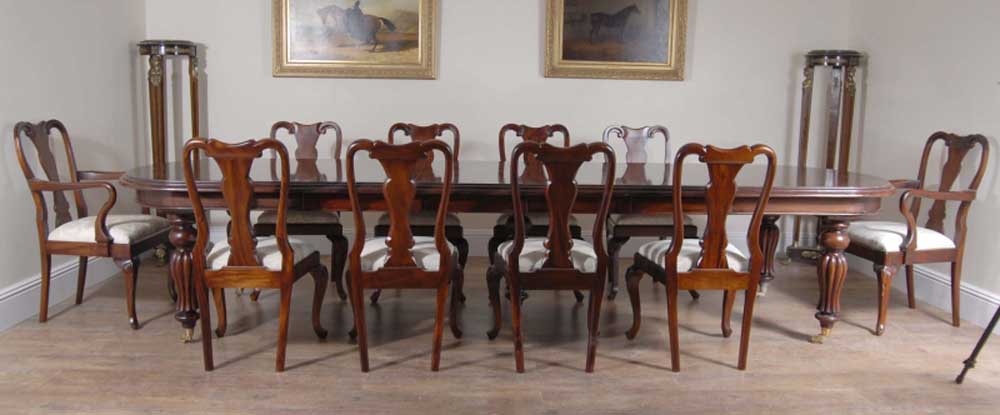 Mahogany Dining Set Victorian Table And Queen Anne Chairs Set 10 Ebay