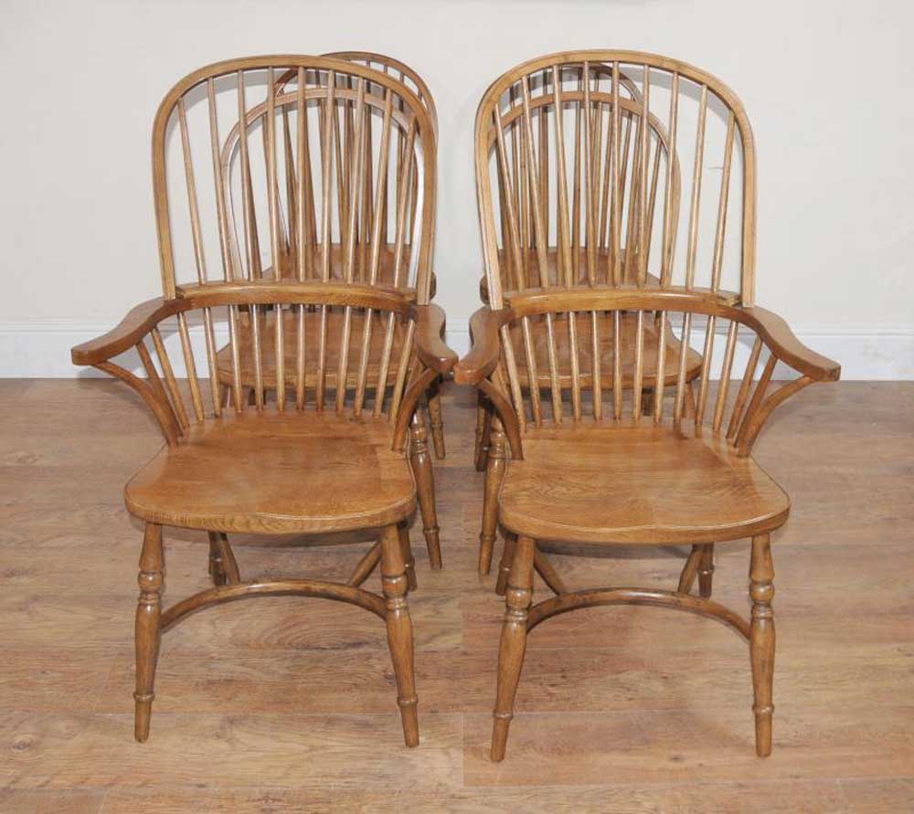 8 Oak Windsor Kitchen Dining Chairs Farmhouse Chair