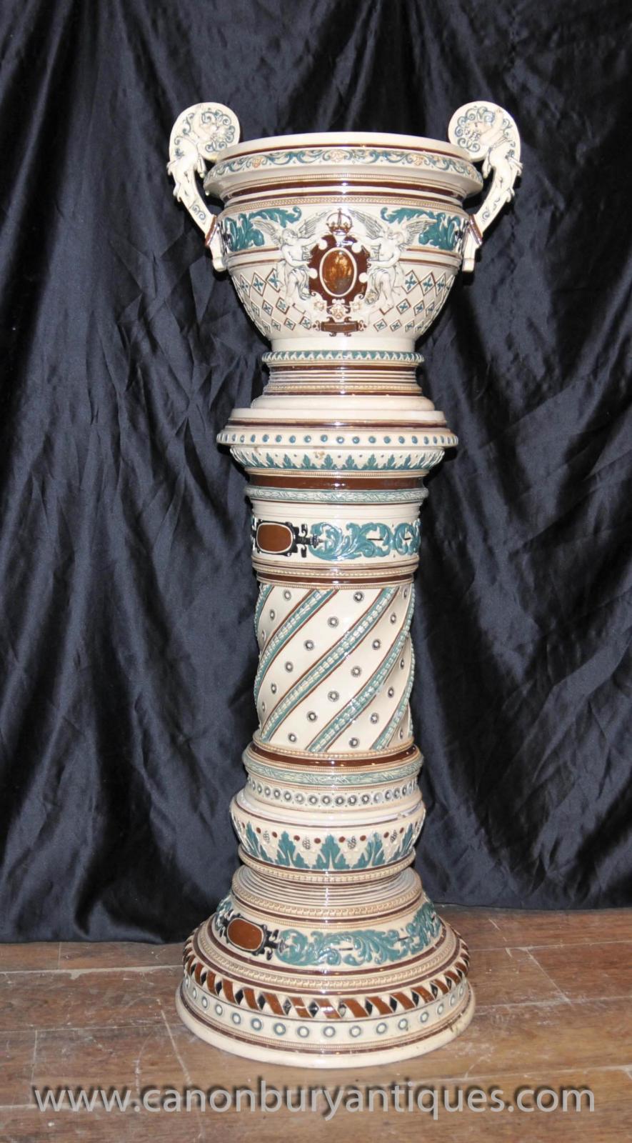 English Majolica Porcelain Jardiniere Plant Stand Pot Column | eBay