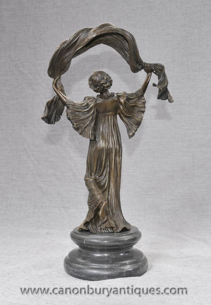 Pair French Art Nouveau Bronze Figurines by Loie Fuller