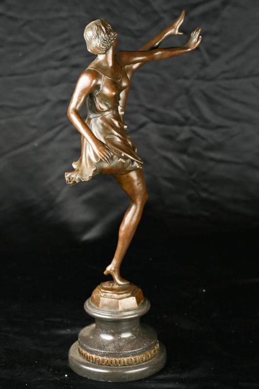Bronze Bruno Zack Signed Dancing Deco Figurine Girl Can Can Dancer