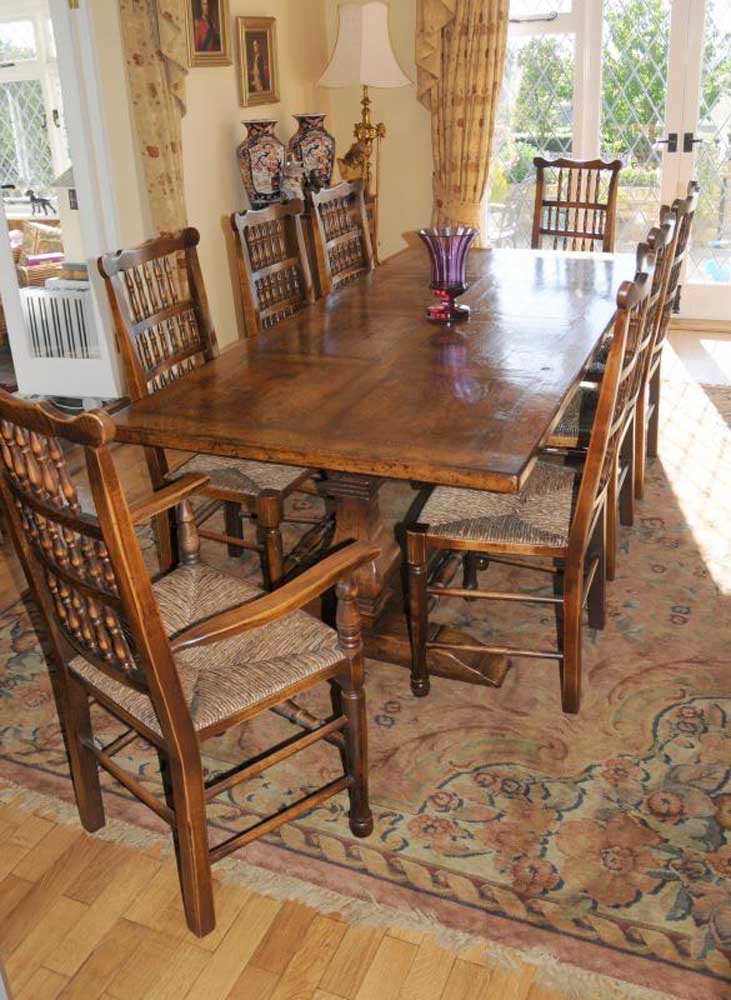 Farmhouse Kitchen Refectory Table Spindleback Chair Set Dining
