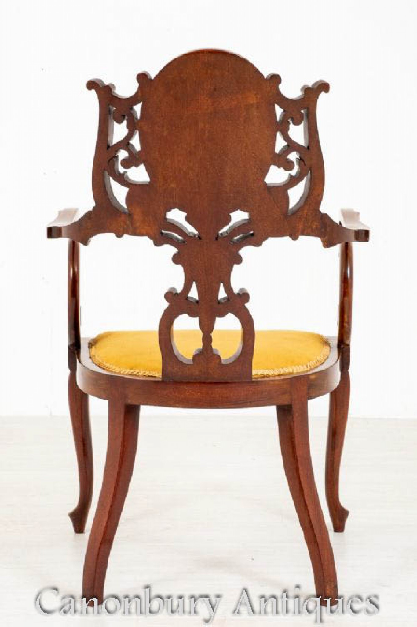 Victorian Arm Chair - Inlaid Accent Antique 1890