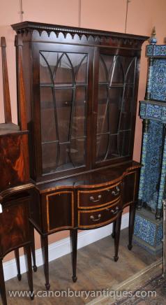 Antique Regency Display Cabinet Bookcase Mahogany