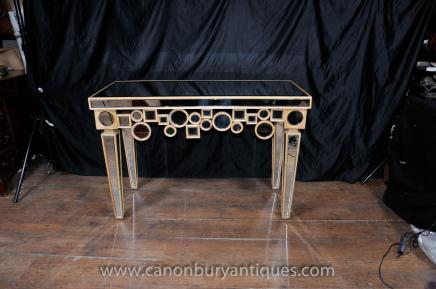 Art Deco Mirrored Console Table Hall Tables Borghese Furniture