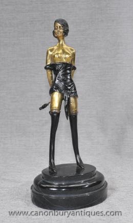 Bronze Erotic Dominatrix Figurine Casting French Miss Whiplash Statue
