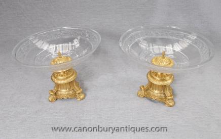French Empire Ormolu Cut Glass Dishes Comports Ormolu Bowl