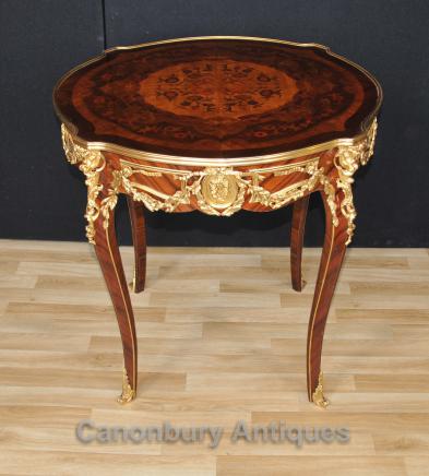 Single French Empire Side Table Marquetry Inlay Tables