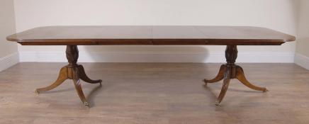 Regency Dining Table - Burr Walnut Pedestal Tables 10 Feet 3 Metres