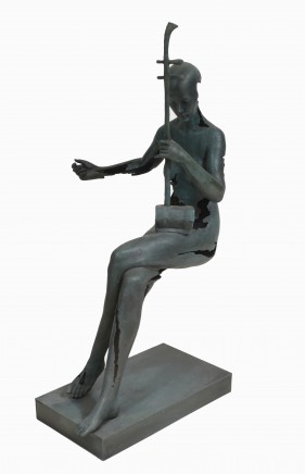 Abstract Art Statue Female Musician Sculpture Bronze