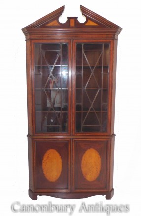Antique Georgian Corner Cabinet Bookcase Circa 1820