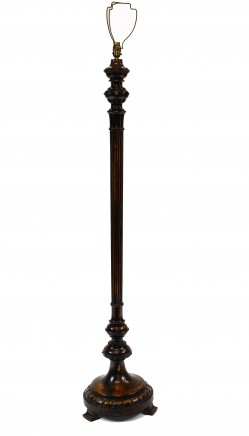 Antique Mahogany Floor Lamp Carved Classical Light