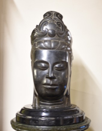 Antique Marble Cambodian Buddha Bust Buddhism Circa 18th Century