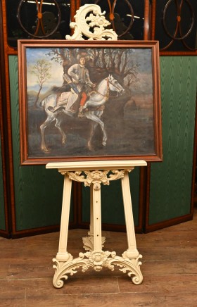 Antique Oil Painting - English Archer Cavalier Horseback Art 1920s