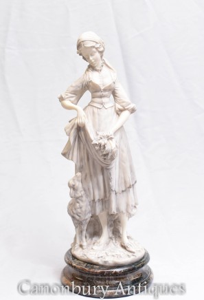 Antique Porcelain Victorian Figurine - Maiden Statue