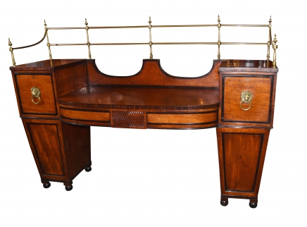 Antique Regency Sideboard - Satinwood Server Buffet Brass Gallery