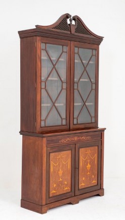 Antique Sheraton Bookcase Marquetry Inlay 1890