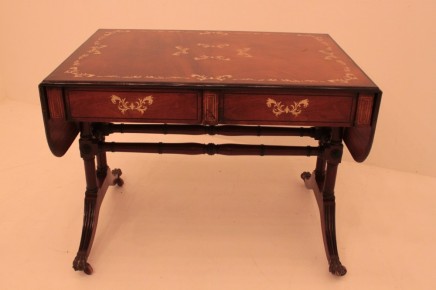 Antique Sofa Table Marquetry Inlay Circa 1800