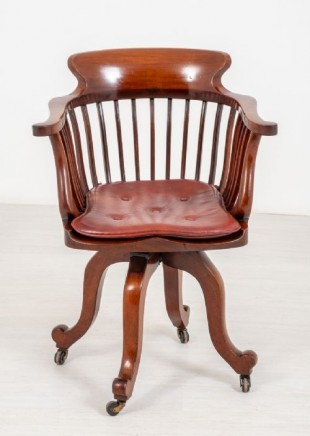 Antique Victorian Desk Chair Swivel Office Seat 1880