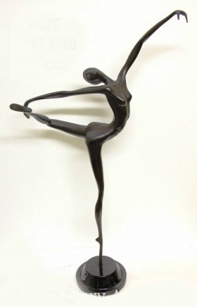 Art Deco Bronze Ballet Dancer Statue - Modernist Figurine