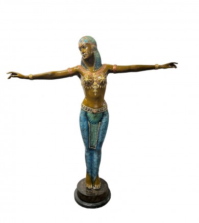 Art Deco Bronze Statue Chiparus Semiramis Egyptian Dancer Casting
