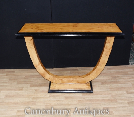 Art Deco Oggee Console Table Blonde Walnut Hall Tables