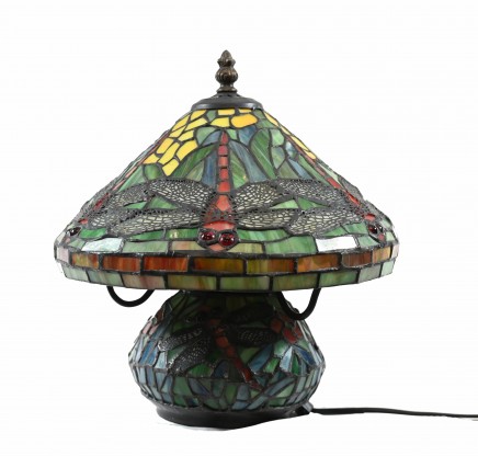 Art Nouveau Tiffany Table Lamp - Stained Glass Light Dragonfly
