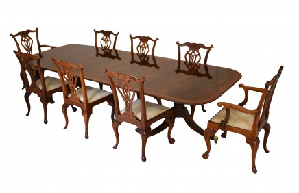 Bespoke Regency Dining Table Chippendale Chair Set Mahogany