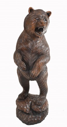 Black Forest Bear Carved Statue Brown Bears