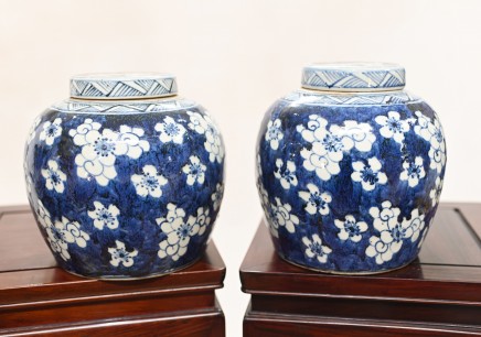 Blue and White Porcelain Urns Chinese Nanking Jars