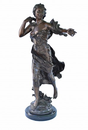 Bronze Art Nouveau Figurine - Brise Signed French Statue