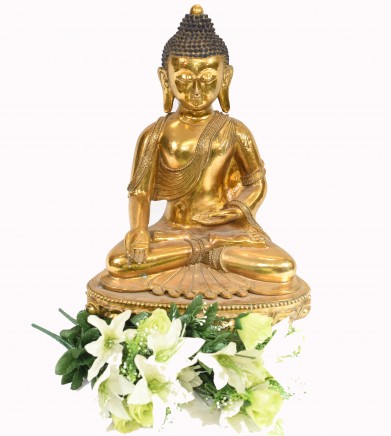 Bronze Buddha Statue - Nepalese Seated Meditation Garden Statue