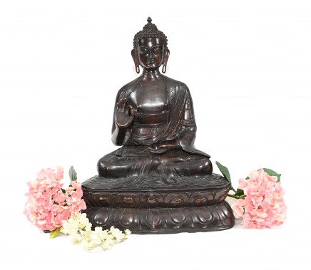 Bronze Burmese Buddha Statue Lotus Meditation Pose Buddhism